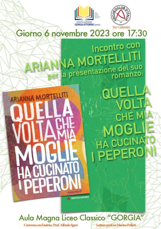 Arianna Mortelliti presenta il suo romanzo “Quella volta che miamoglie ha cucinato i peperoni”